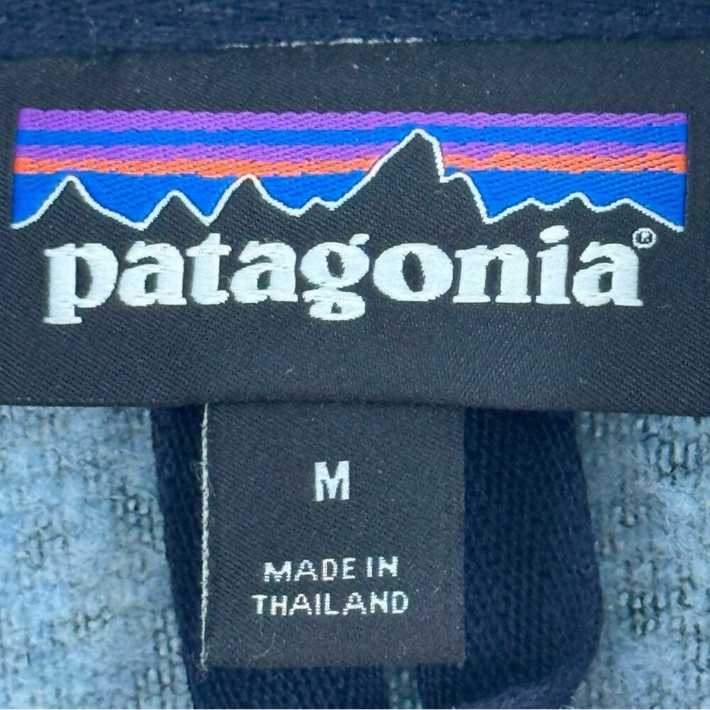 Patagonia Woolyester Fleece Wool Blend Full Zip Jacket Baby Blue & Navy Size Med - Picture 8 of 9